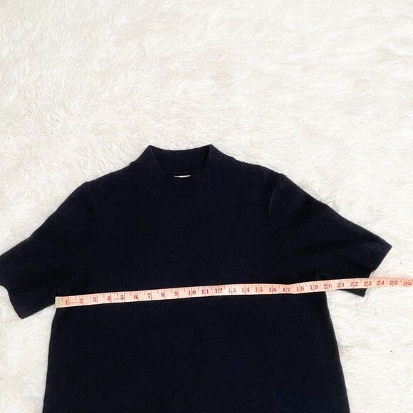 Women LOFT Wool Blend Cropped Mock Neck Sweater in Navy Blue Size Large - Picture 2 of 7